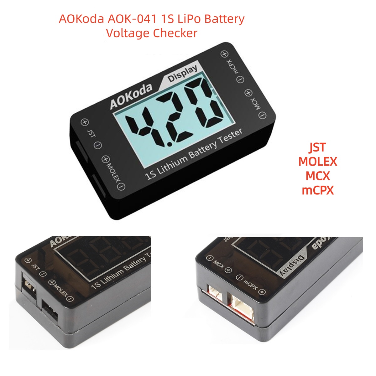 Drone Battery Voltage Checker - AOKoda AOK-041 1S LiPo Batteriespannungsprüfgerät mit