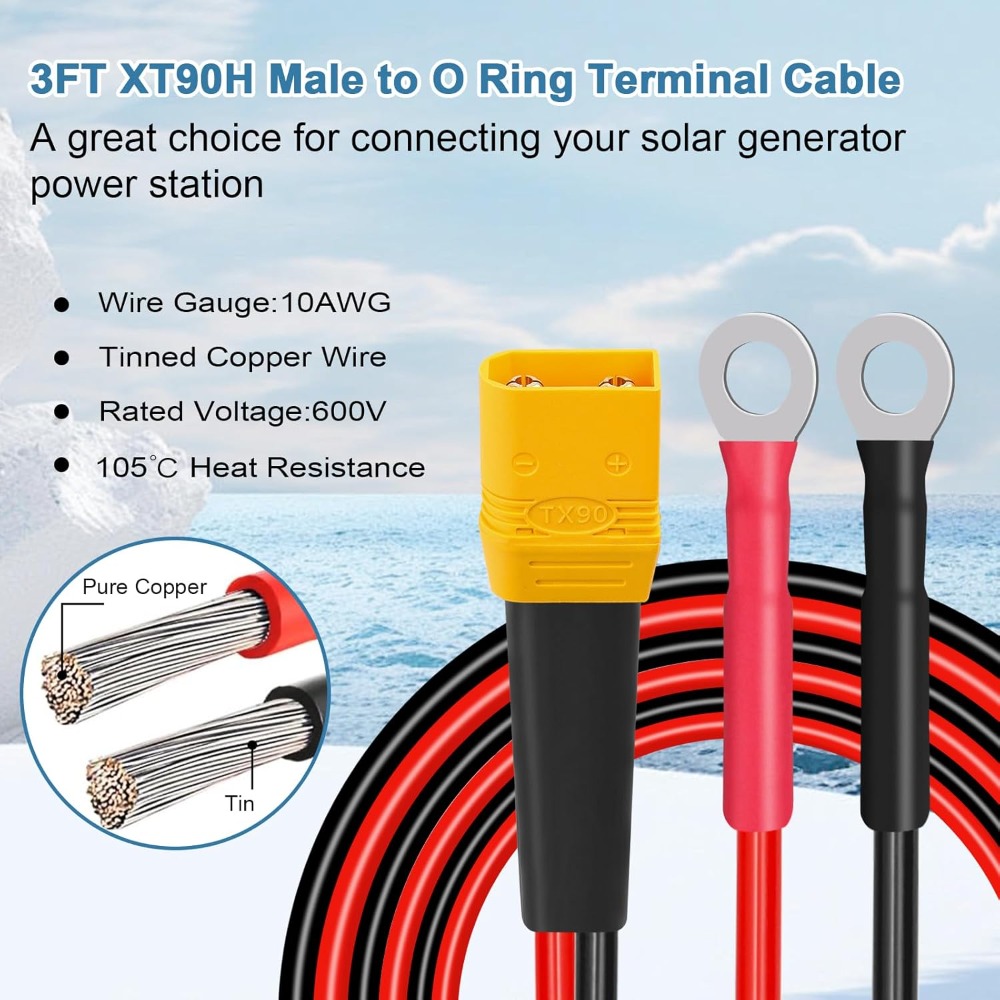 Drone Battery Connector - XT90 auf O-Ring-Anschlusskabel, 10 AWG, XT90H-Stecker