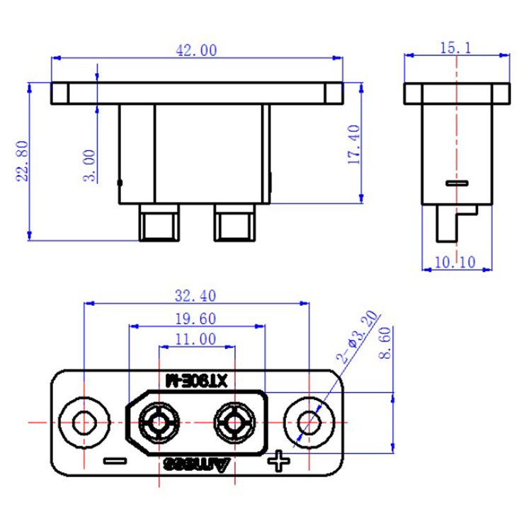 Drone Battery Connector - 30PCSAmass Schwarz XT90E-M Panel Mount Anschlüsse
