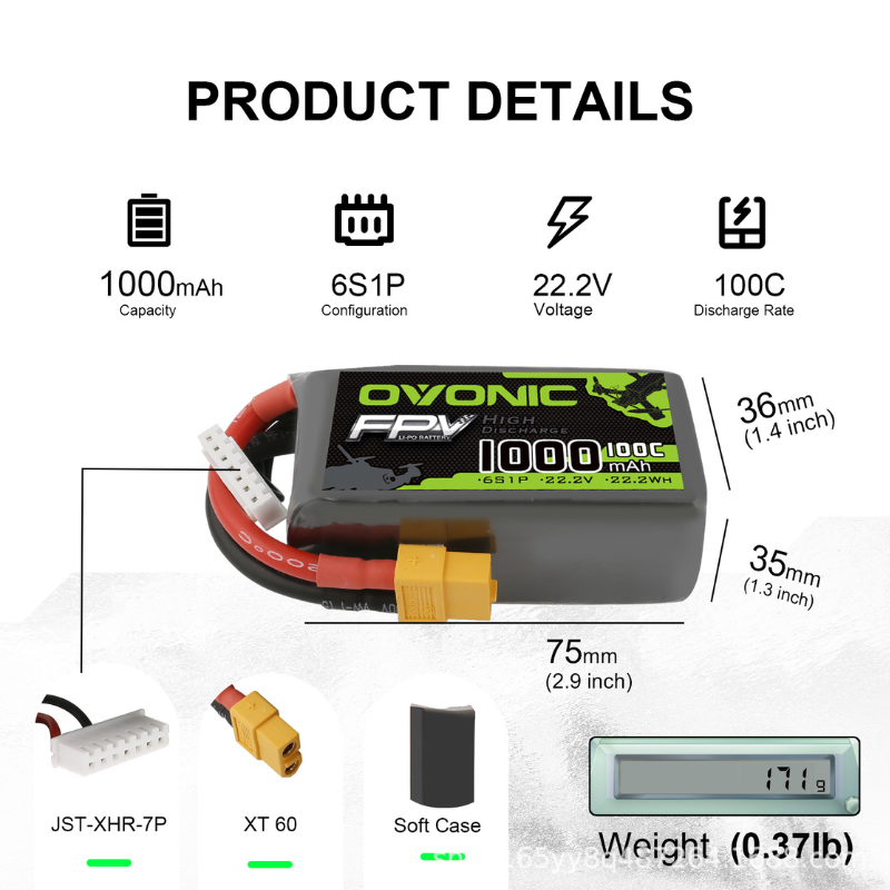 2 Stück OVONIC 1000mAh 100C 22 – Drone Battery Li-Ion Bewertung und Preis